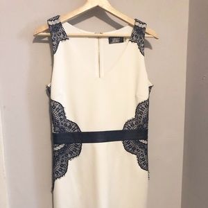 GUESS Satin and Navy Lacy Dress